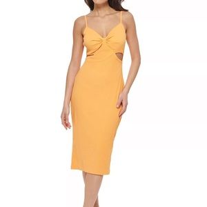 Guess Sleeveless Textured-Knit Side-Cutout Midi Dress